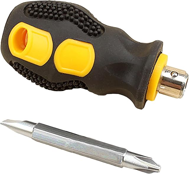 Mini Stubby Screwdriver SENRISE Dual-Purpose Screwdriver Reversible Small Compact Hand Tools for Repair Works (Type-A)