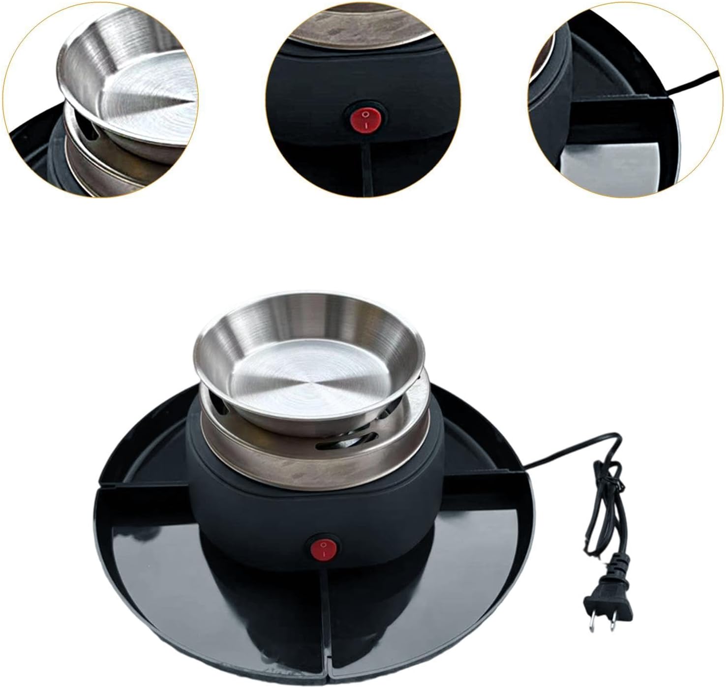 Electric Maker Marshmallow Roaster Melt Fondue Pot Electric Fondue Pot Set with Forks for Wedding Tabletop Party, Black