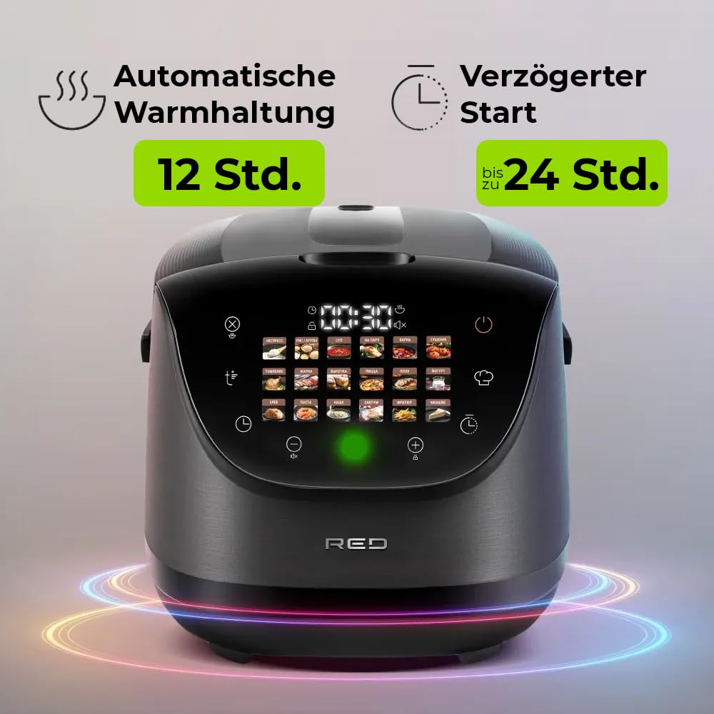 Multikocher RED COLORSENSE MC200 DE (Deutsch) 5L 10-in-1 Multifunktionskocher, Slow Cooker, Reiskocher & Dampfgarer, Digitales Display, Antihaftbeschichtung