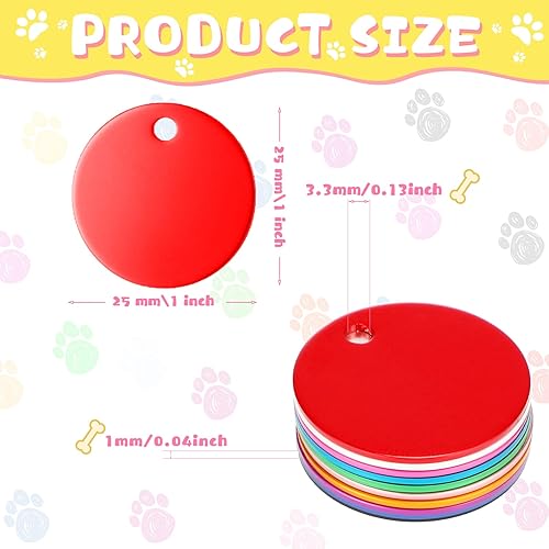 Miniatura 3 de 100 etiquetas en blanco para perros de 0984in para grabar discos redondos de aluminio etiqueta de metal suave colgante de doble sello con agujero