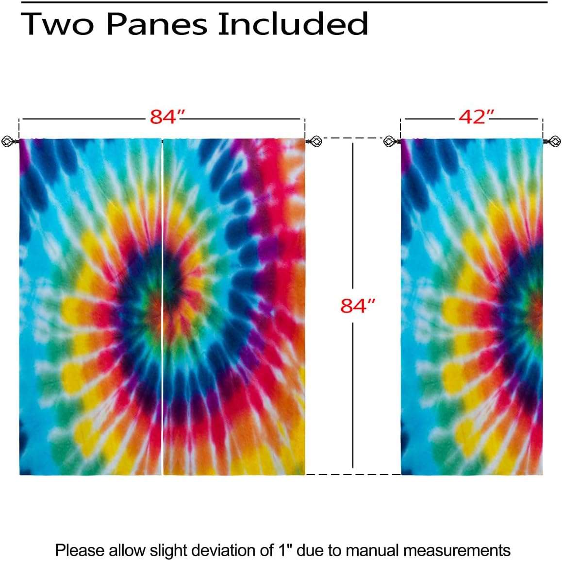 Tie Dye Blackout Curtains for Girls Boy Home Decor, Abstract Kids Colorful Rainbow Gypsy Grommet Thermal Insulated Drapes Darkening Window Curtain for Bedroom Living Room, 84 x 84 Inch