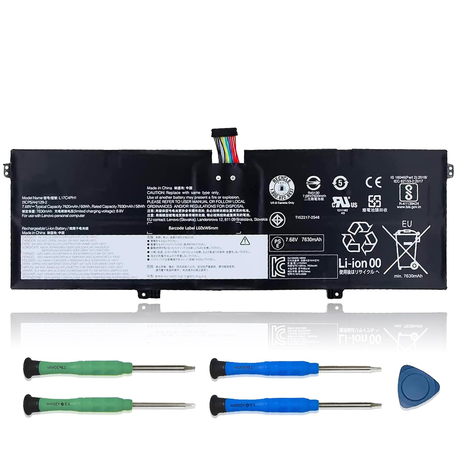 VANPIR L17C4PH1 Laptop Battery Compatible with Lenovo Yoga C930-13IKB Yoga C930-13IKB Glass Series Notebook L17M4PH1 5B10Q82426 5B10Q82425 7.68V 60Wh