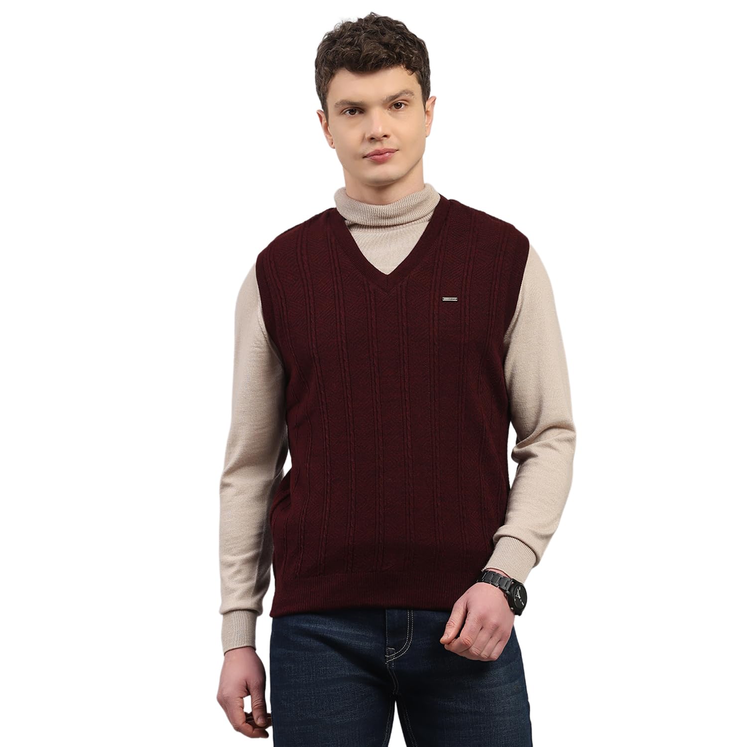 Mens Regular Fit Solid Sleeveless V Neck Sweater | Warm Woolen Pullover for Men | Soft Comfortable Knitted Winter Wear Sweater for Men's (Pack of 1)-image-28