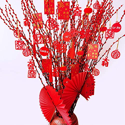 86 Pcs Chinese New Year Decorations Chinese Characters Red Lanterns Knots Tassel Ornaments Paper Fans Hanging Good Luck Ornaments For Asian Chinese Lunar New Year 2023 Year Of The Rabbit Party Decor #TOP7