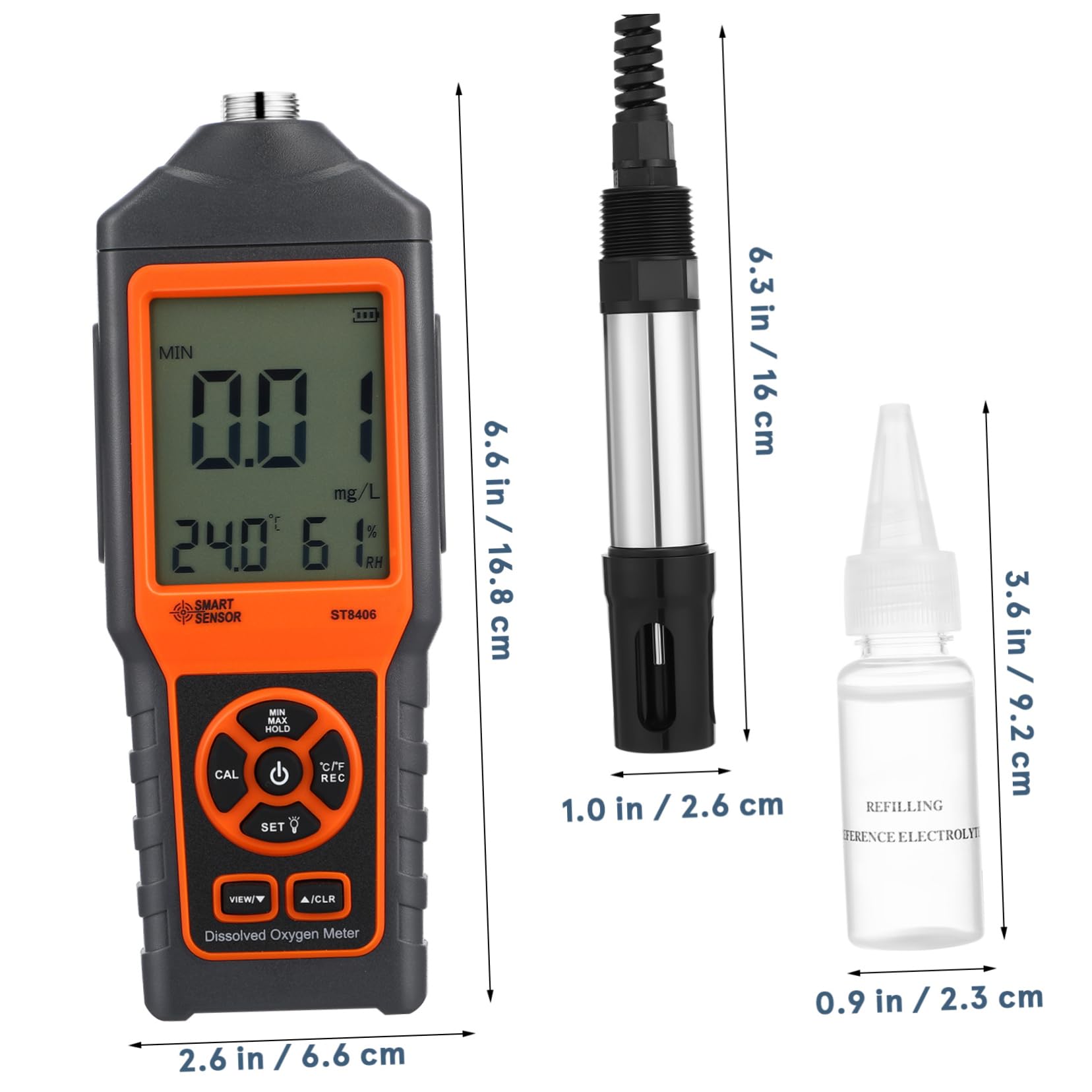 ifundom Sauerstoffmessgerät Für Teichwasser Aquarien Und Aquakultur Kompaktes Und Tragbares Wassertest LCD-Display Für Präzise Messwerte