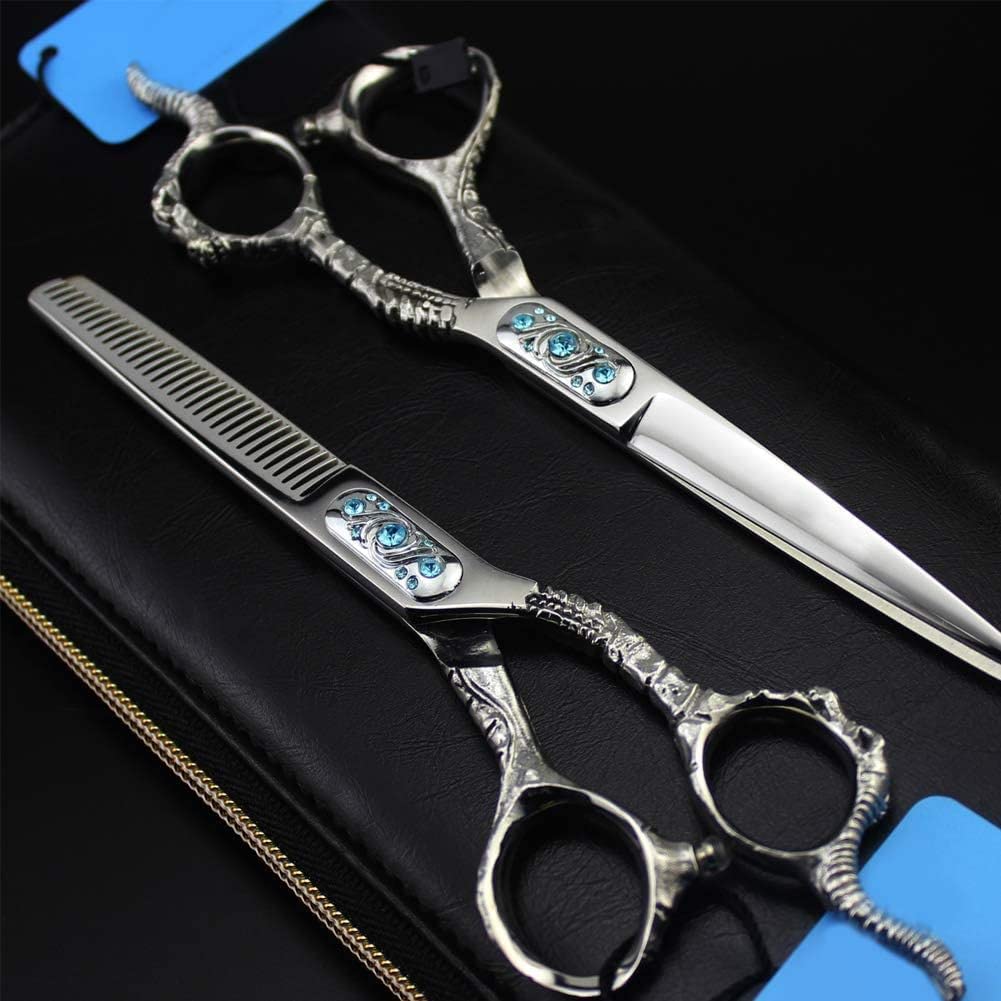 Forbici da Parrucchiere con Custodia, Forbici per sfoltire, Set da Taglio Flatcut da 6 Pollici per Barbiere e Parrucchiere.