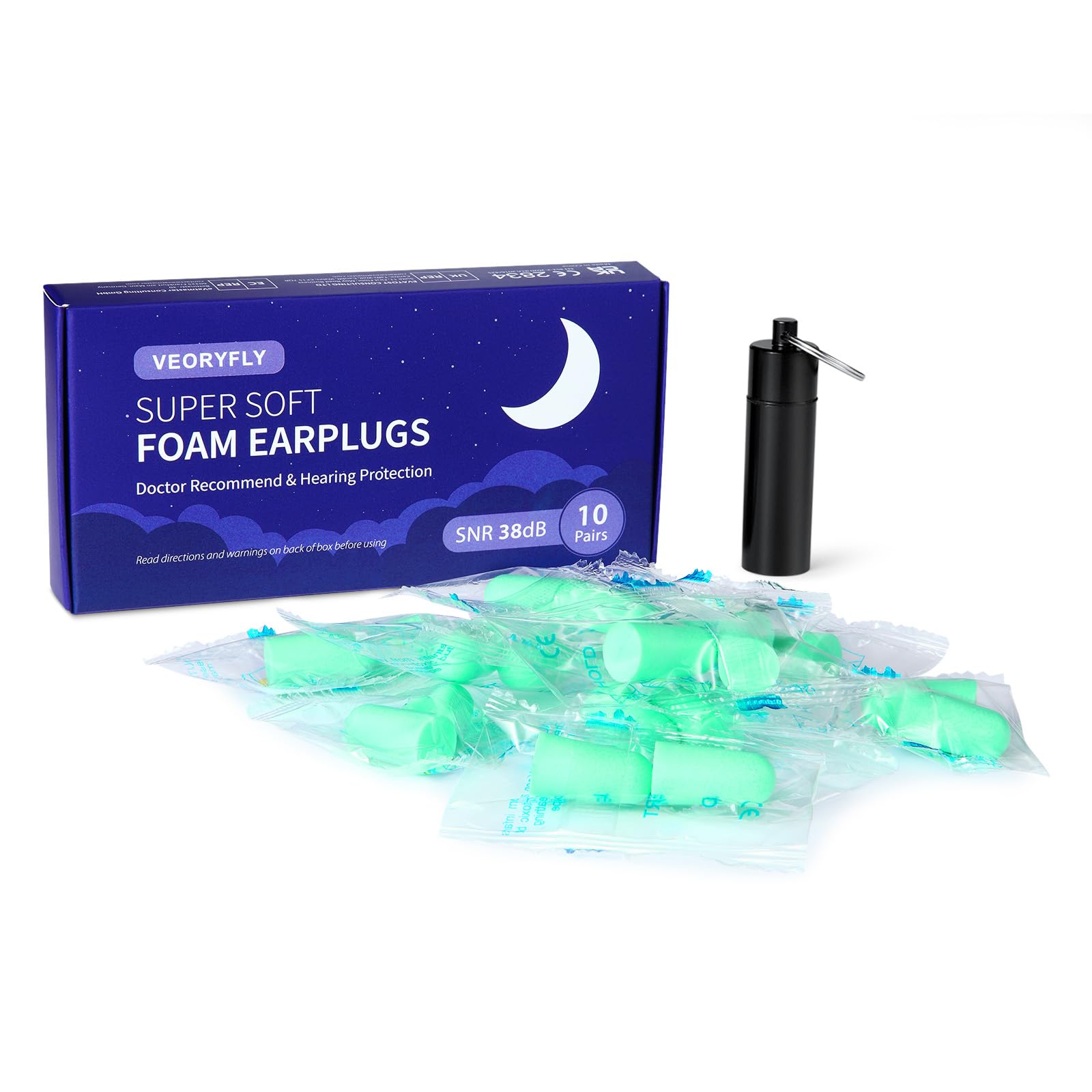 Ear Plugs for Sleep, NEW Soft Foam Ear plugs-10 Pairs Reusable Noise Cancelling Ear Plugs with a Travel Case, 38dB SNR Noise Reduction Earplugs for Deep Sleeping, Snoring, Concert, Study,Work