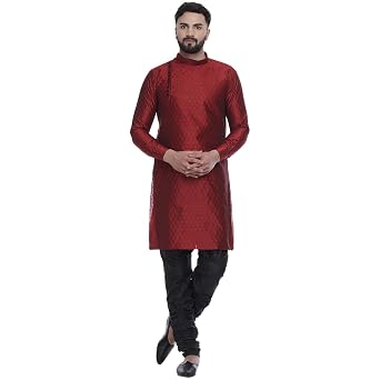 Veera Paridhaan Men's Ethnic Jacquard Printed Long Straight Kurta