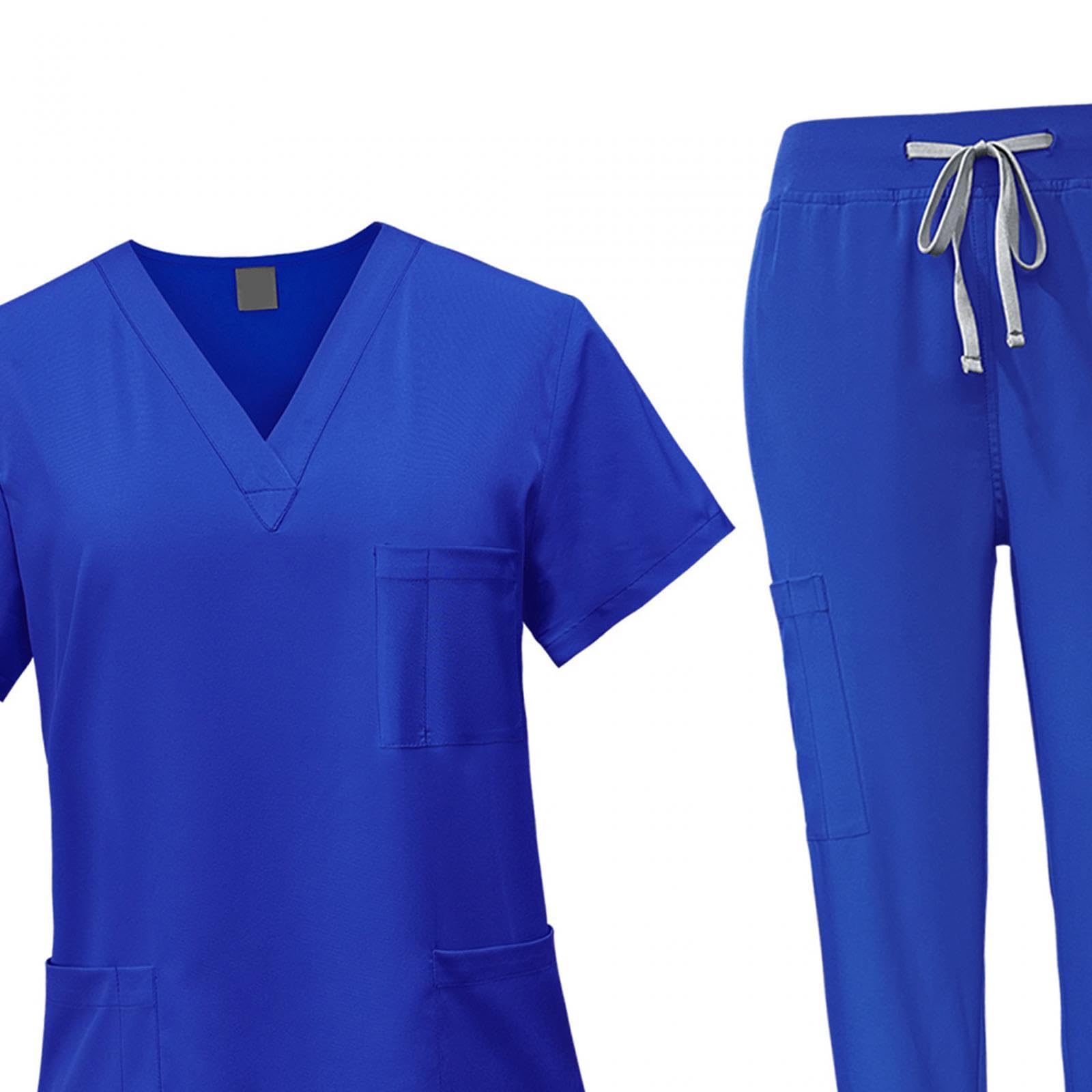 TISHITA Set di 2 Divise Mediche Da Donna Geuniform: Casacca a Maniche Corte, Pantaloni Da Jogging con Elastico in Vita, Pratiche Tasche, Leggere, Ideali per O