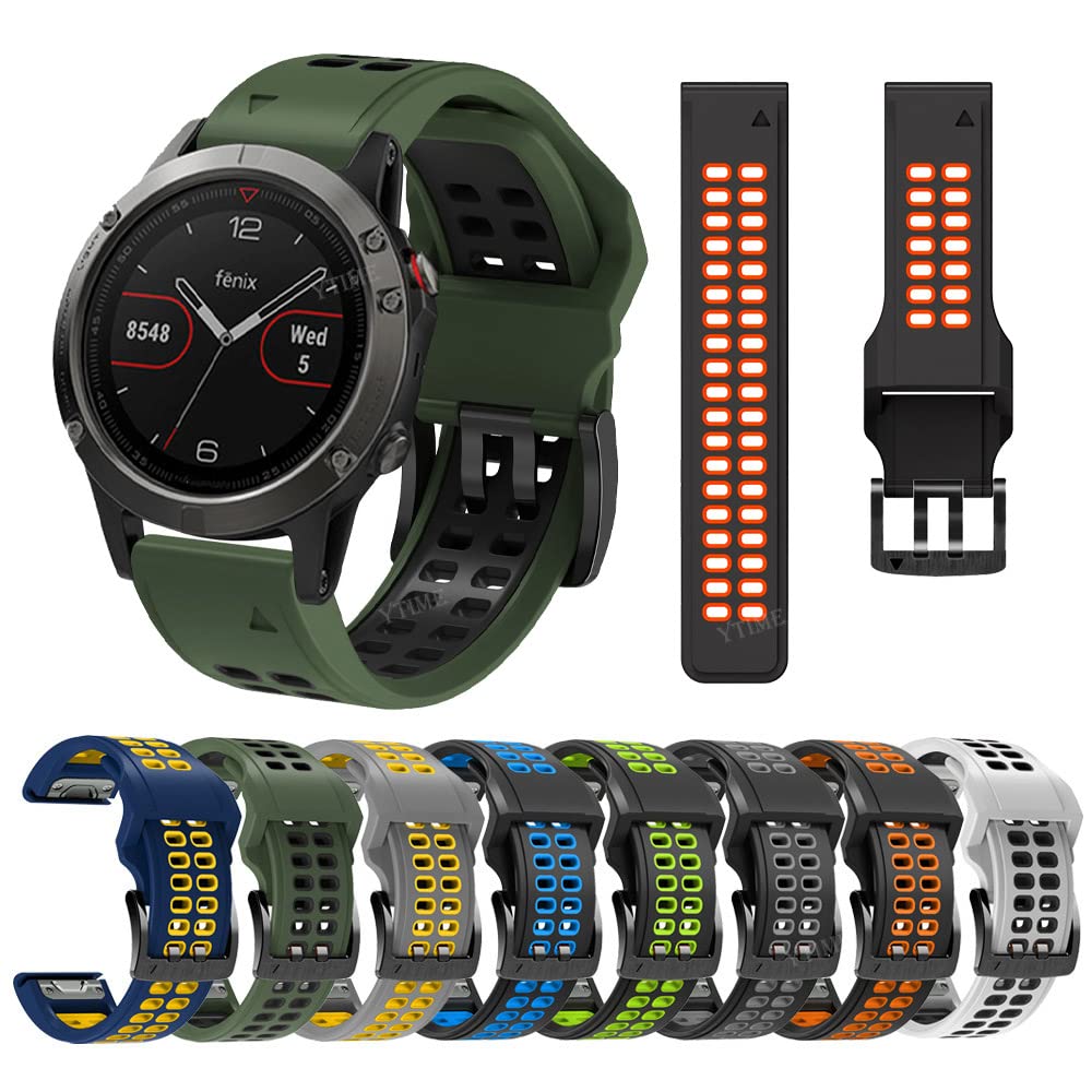26 22MM Silicone Quick Release Watchband Strap For Fenix 7X 7 6X 6 Pro Watch for Garmin Fenix 5X 5 Plus Watch Easyfit Wrist Band (H,22mm Fenix 5 5plus)
