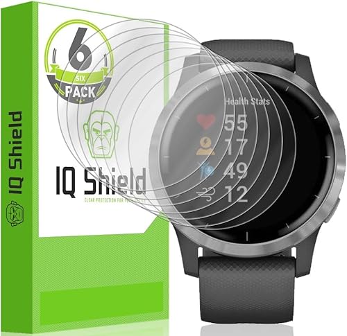 IQShield Protector de pantalla compatible con Garmin Vivoactive 4 (1.732 pulgadas) [6 unidades] LiquidSkin película de TPU transparente antiburbujas