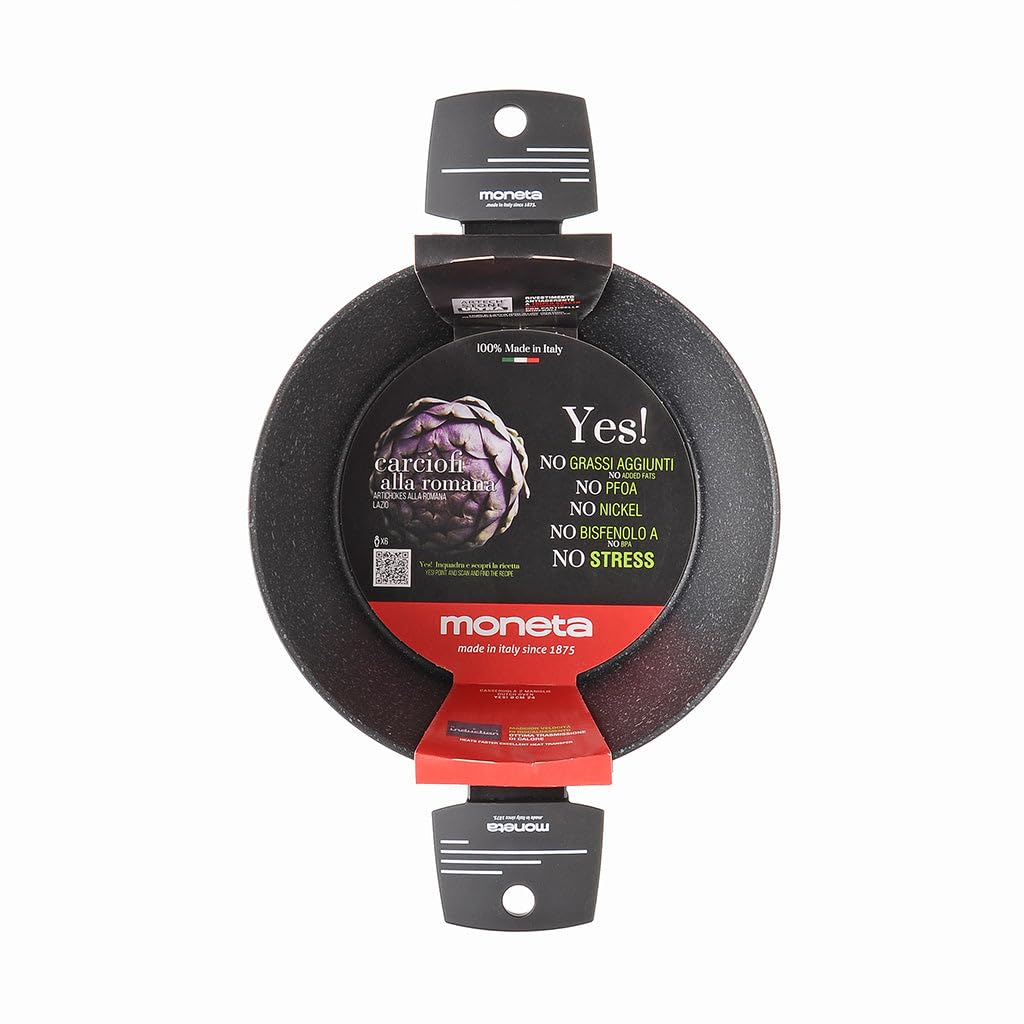 Moneta Yes! Casseruola 2 Manici, Per tutti i fuochi, inclusa l'induzione, Alluminio, Nero, 24 cm