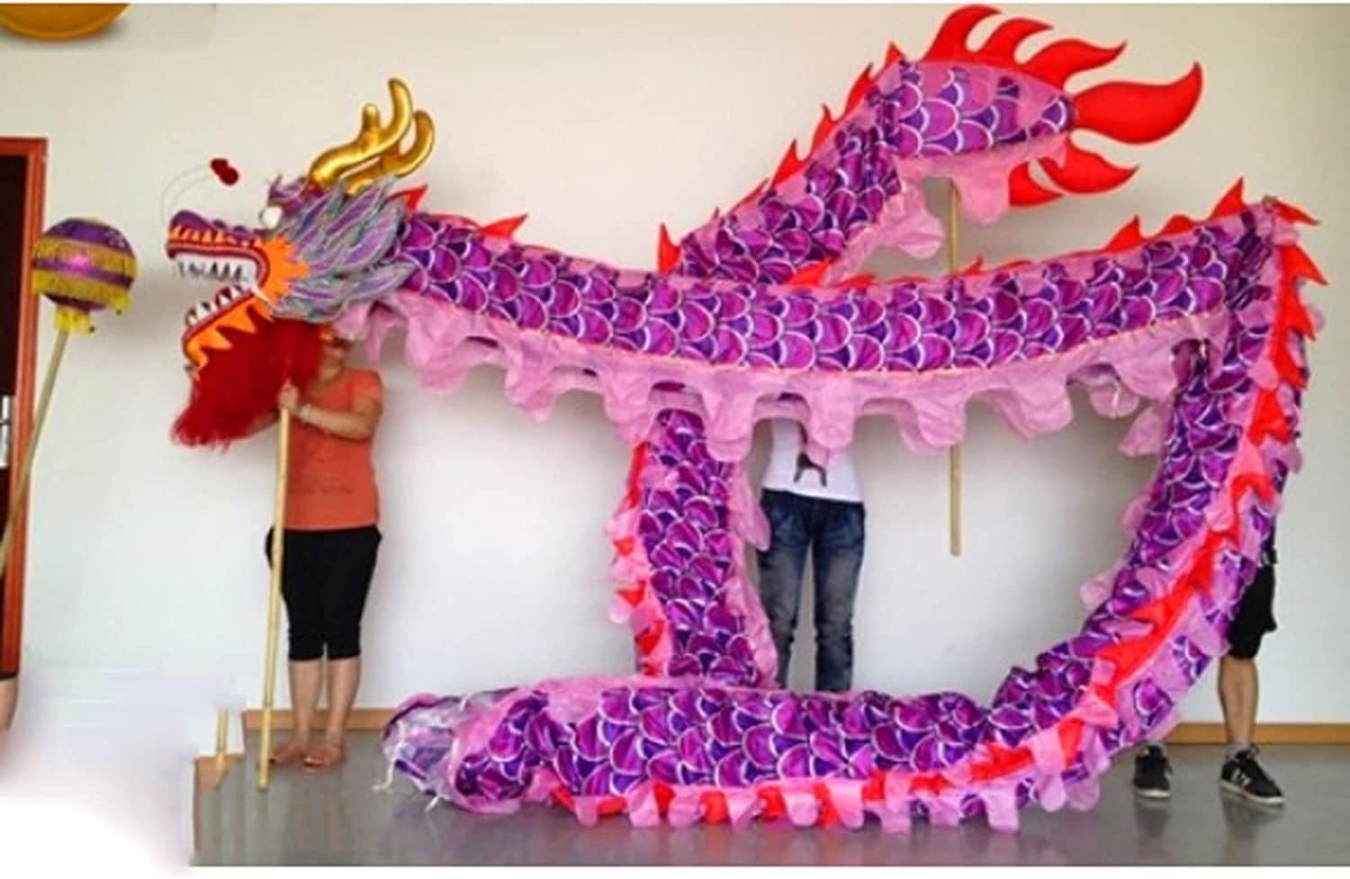Drago Cinese per Feste 18m/59ft Seta Drago Danza Stile Cinese Leone Puntelli 10 Persone Folk Parade Feste Cinesi in Italia(Purple)