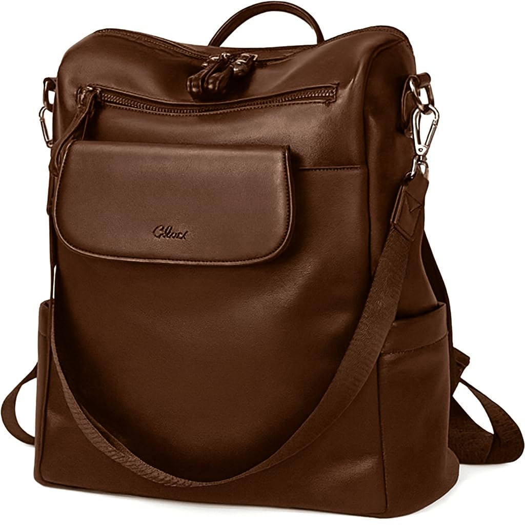 Leather Flap Backpack & Purse for Women Shoulder Bag for Women and Girls |Bottle Organiser Anti-Theft Pocket Slick Flap | PU Leather