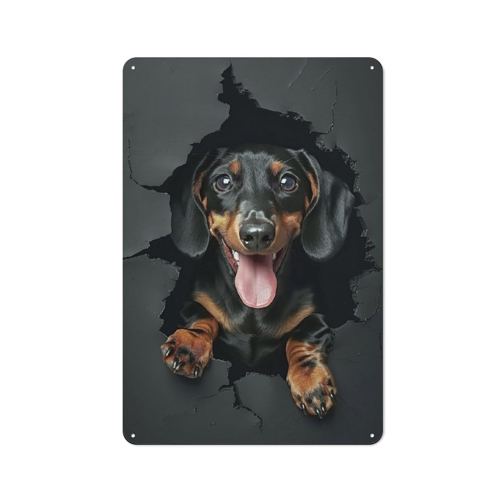 Rustic Dachshund Dog Tin Wall Sign 30x20cm, Kitchen Wall Decor for Bakery, Diner, Cafe Or Family Room