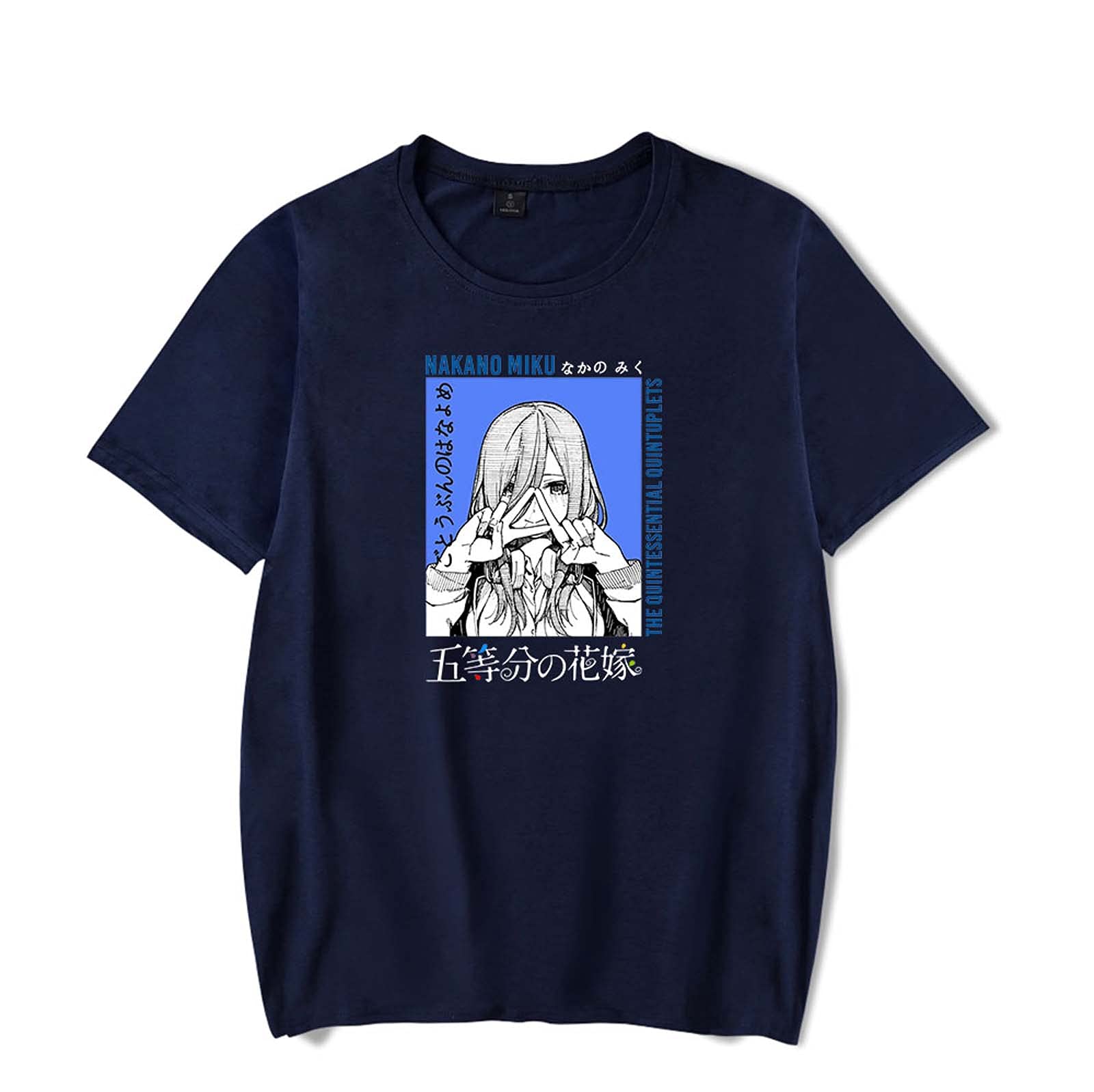 Flyself Unisex The Quintessential Quintuplets Anime T-Shirt Summer Short Sleeve Harajuku Nakano Nino Nakano Itsuki Nakano Miku Nakano Ichika Nakano Yotsuba Cosplay Tees Blue