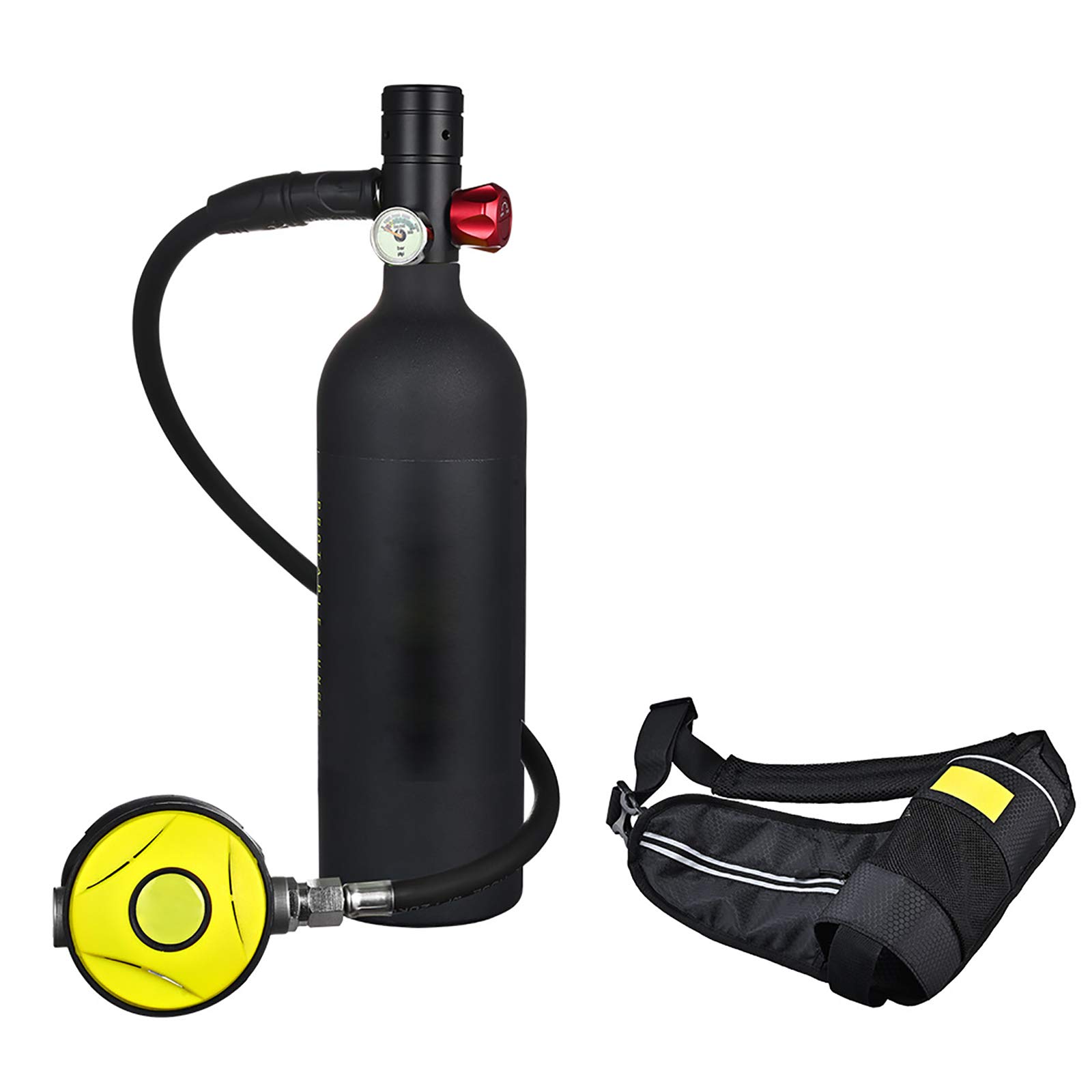 Portable Scuba Tank,1L Aviation Aluminum 15 To 20 Min Mini Diving Oxygen Tank Underwater Respirator Scuba Diving Cylinder Snorkeling Dive Equipment