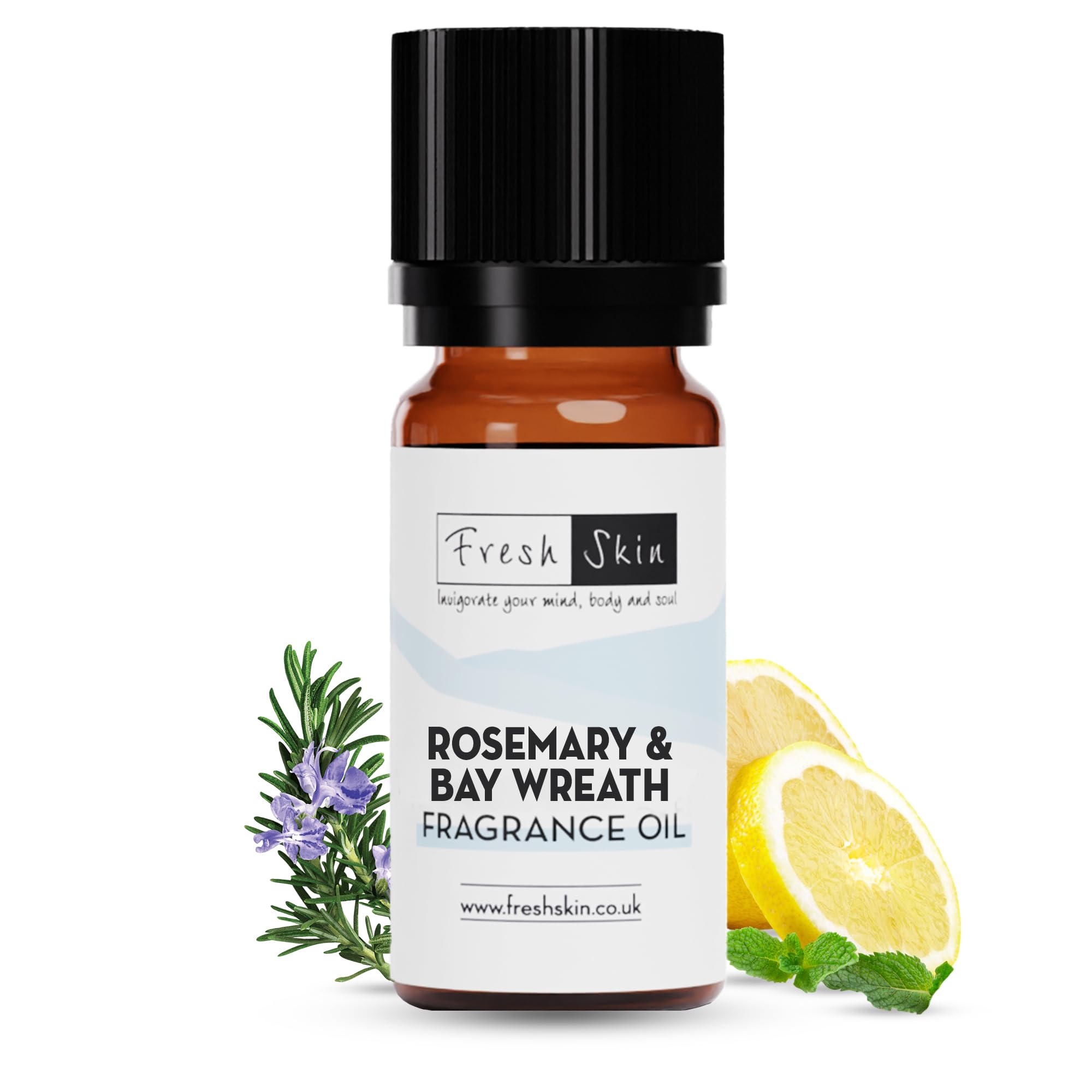 Freshskin Beauty LTD | 10ml Rosemary & Bay Wreath Fragrance Oil - Candles, Bath Bombs, Soap Making, Reed Diffusers & Wax Melts - Cosmetic Grade - Vegan Friendly