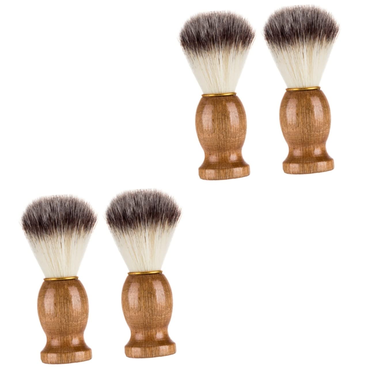 4 Pcs Shaving Brush Shave Brush for Men Wood Handle Shave Brush Shave Accessory Salon Shave Brush Shaving for Men Beard Brush Barber Brush Barber Supplies/3944