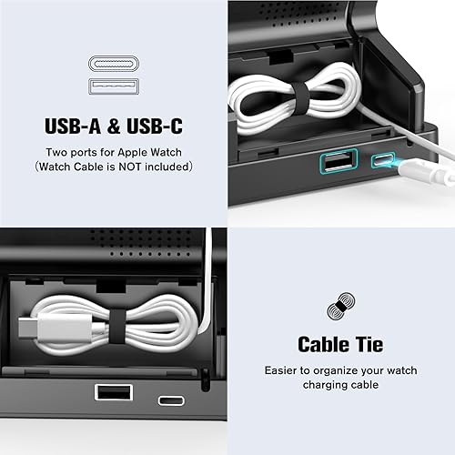 Miniatura 5 de BUFFBEE Reloj despertador con cargador inalámbrico, atenuador de pantalla del 0 al 100%, volumen ajustable, reloj digital de cabecera con estación