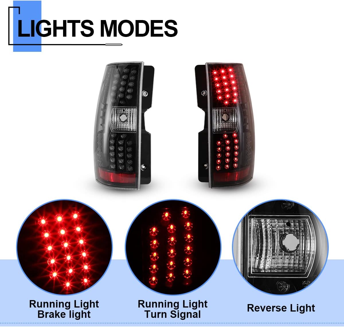 ROXX LED Tail Light Assembly Compatible with Chevy Tahoe Chevrolet Suburban 2007 2008 2009 2010 2011 2012 2013 2014 Taillights Replacement Tail Lamps