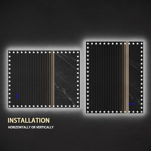 Miniatura 3 de Espejo de baño LED, 40 x 32 pulgadas, espejo de baño iluminado frontal y retroiluminado, RGB multicolor, anti-niebla, regulable, espejo de tocador