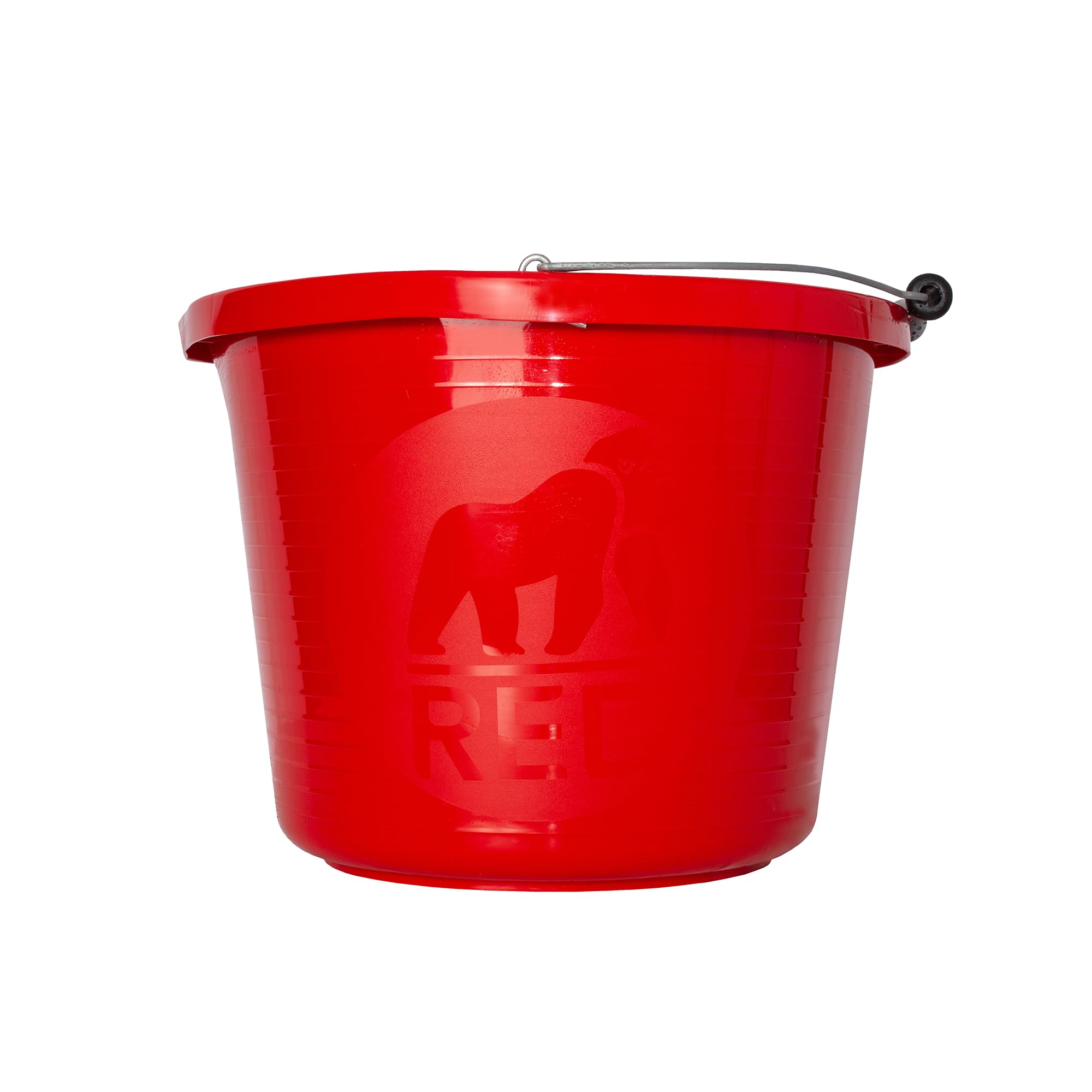 Red Gorilla Premium Builder's Bucket Red 14 litre 3 Gallon Heavy Duty Strong Metal Handle Moulded Grip Multi Purpose Food Grade Plastic