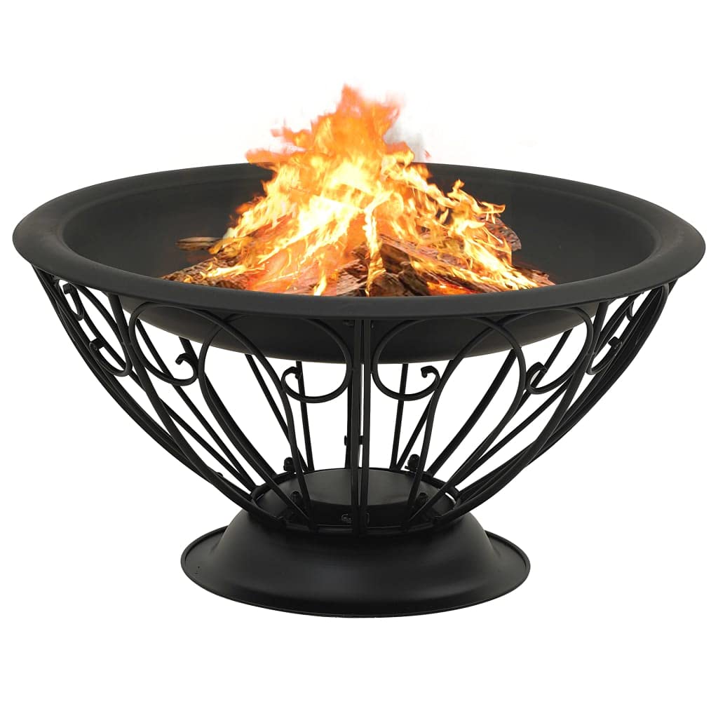 vidaXL Brasero con Atizador Jardín Patio Terraza Balcón Exterior Cuenco Chimenea Fogata Hornillo Calentador Calefactor Acero XXL 75 cm