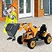 Aosom 6V Electric Kids Ride On Toy Digger Construction Excavator Tractor Vehicle Digger Toy Moving Forward Backward