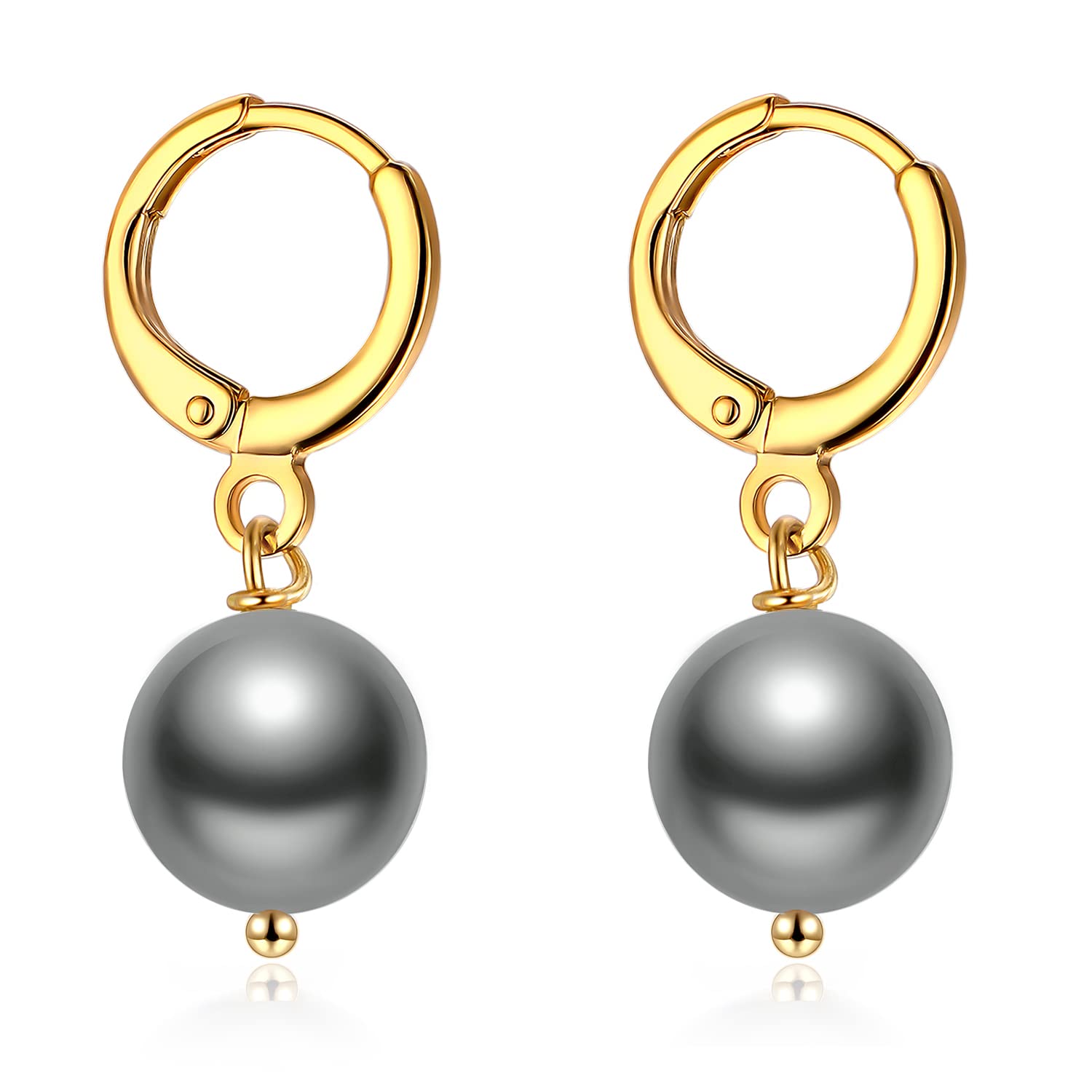 YAXUN Orecchini di Perle da Donna in Argento con 15mm di Grigio Argento Grande Perla Orecchini Pendenti, Regalo di Gioielli per le Donne e Ragazze