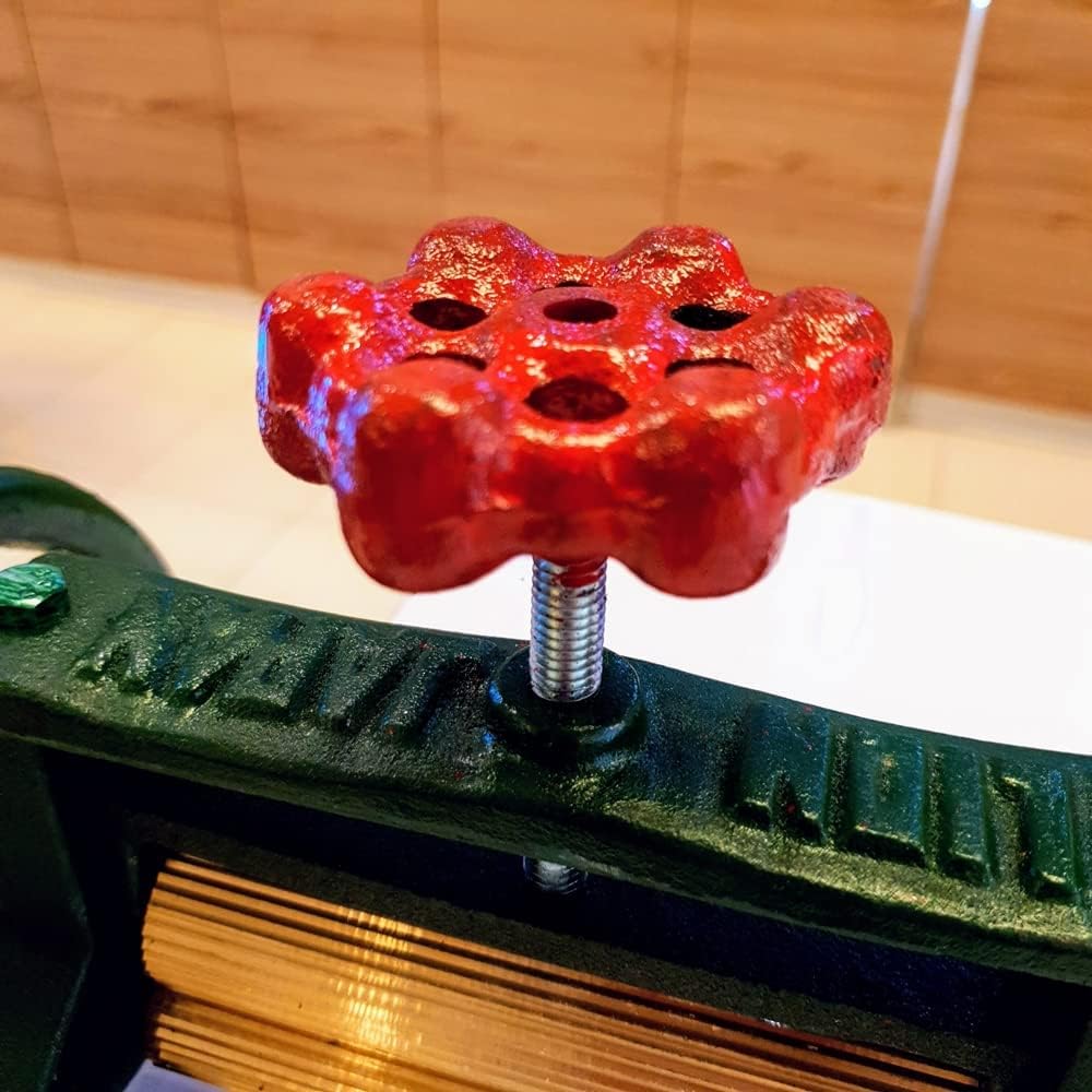 Vintage Cast Iron Manual Dry Squid Hand Grinder to Thin Strips grind or crush Mill Sugarcane Juice Making Homemade Adjustable Brass Roller Plastic Handle