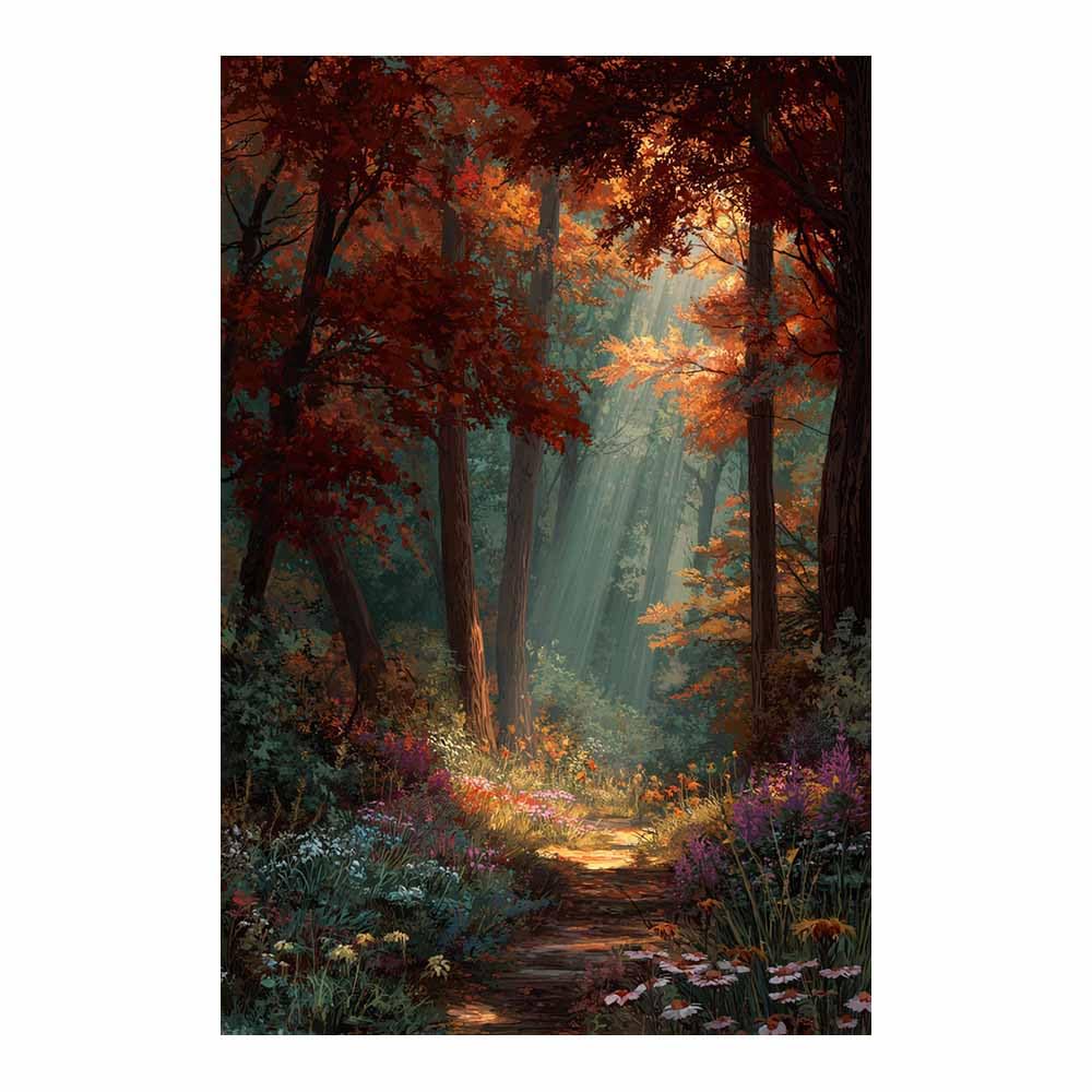 XENIOU landscape poster Autumn Forestss Path artwork, wall decoration Living Room Bedroom Hallway Stairs Decoration(Multicolor)-20x30cm Unframed
