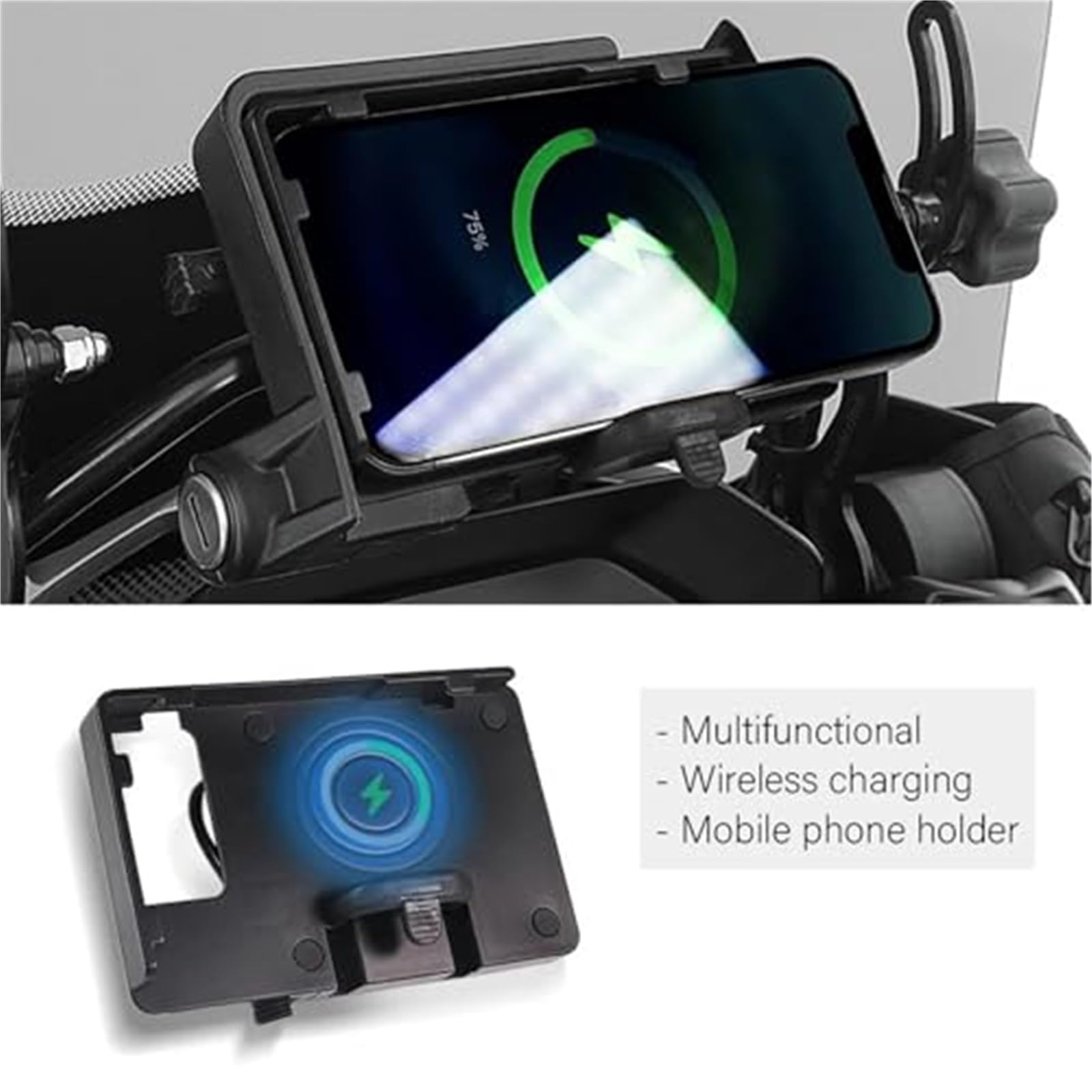 Uchwyt na telefon GPS Moto, do BMW, do R1200GS, do Adv LC, do F850GS, do S1000XR Bezprzewodowa ładowarka do motocykla Uchwyt na telefon komórkowy Uchwyt na telefon do motocykla(BLACK Wireless