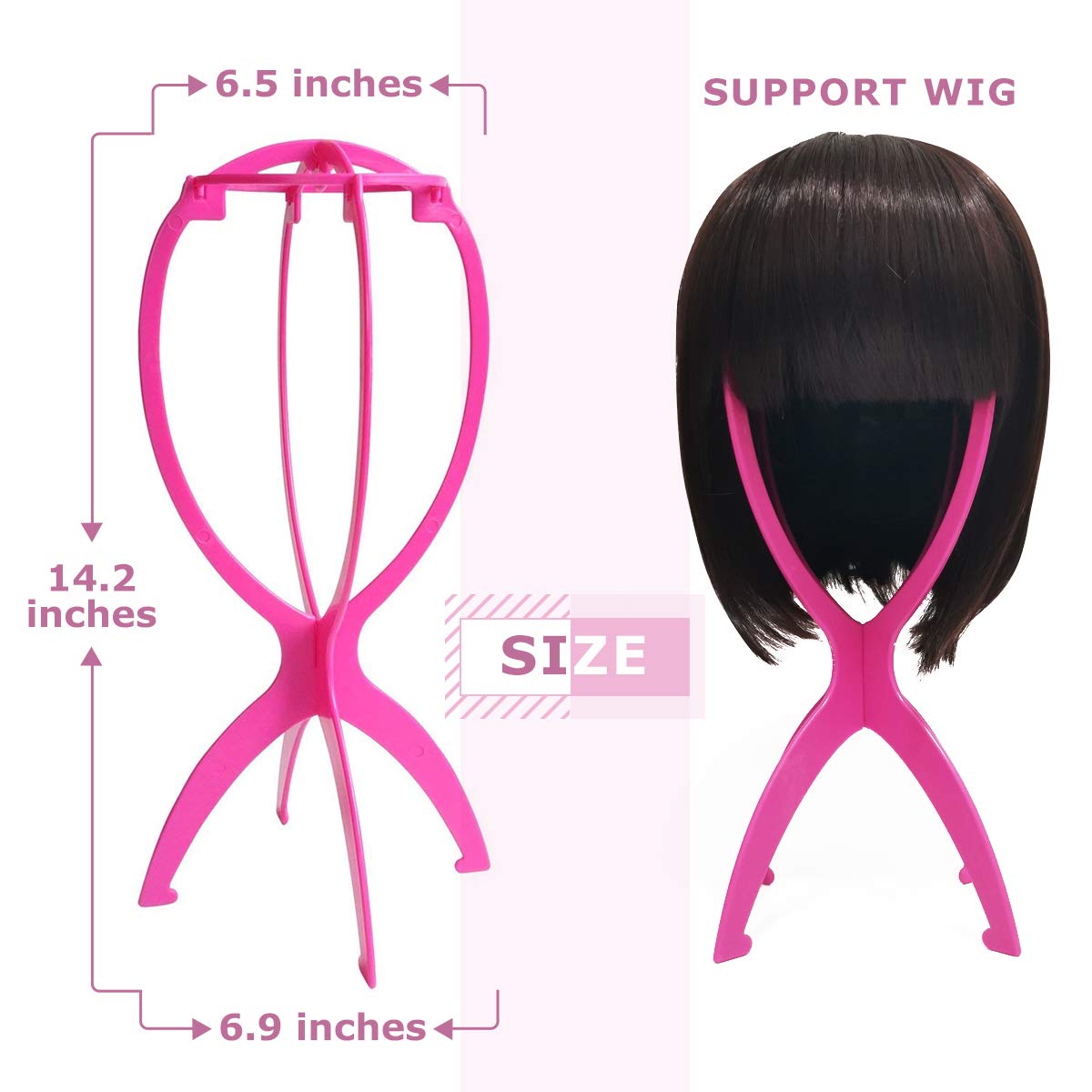 Deamlover Wig Holder Stand, Plastic Wig Stand, Collapsible Wig Stand for Wigs, 1 Pack