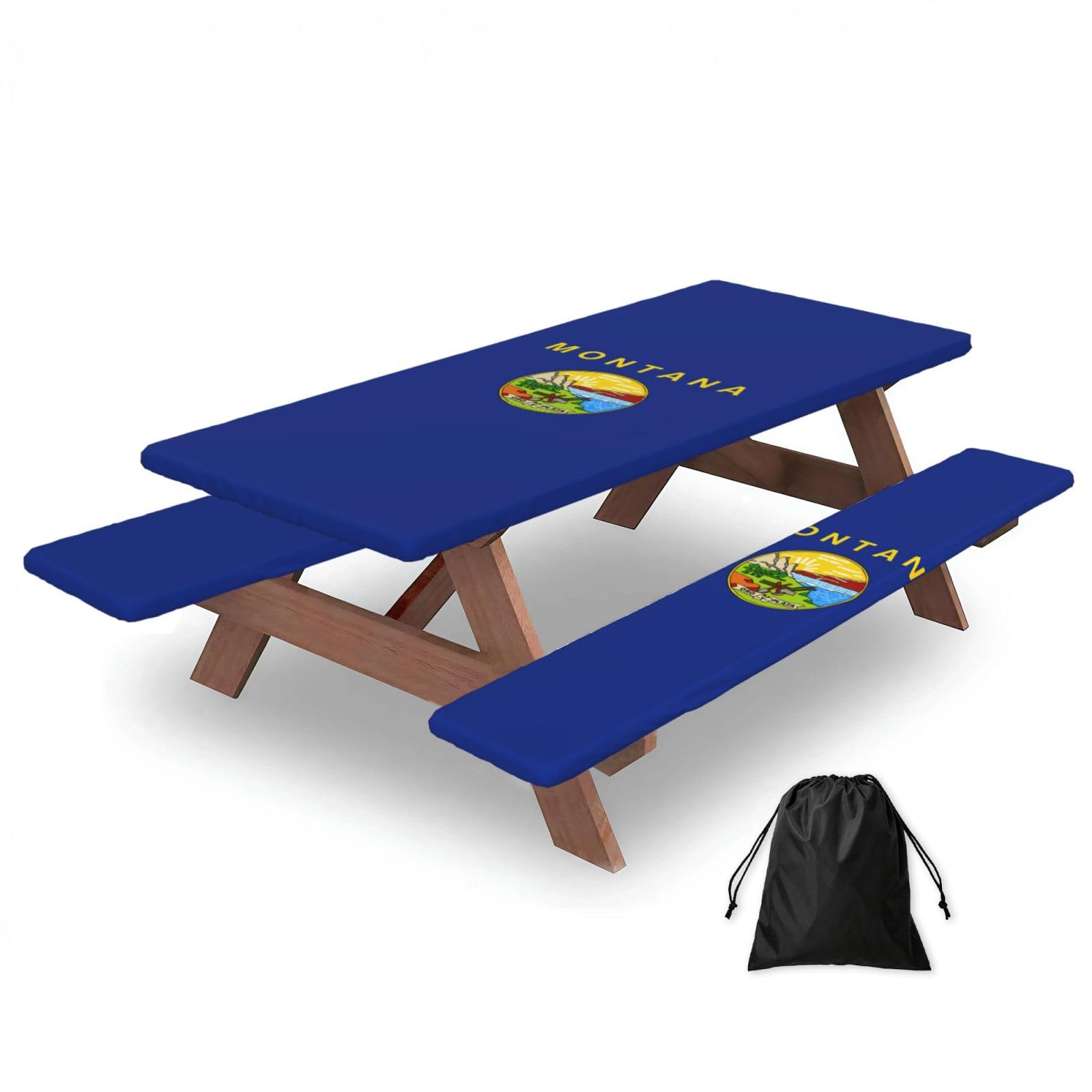 AYYQWE Montana State Flag Print Picnic Table Bench Cover Outdoor Garden Party Decor Daily Accessory Gift