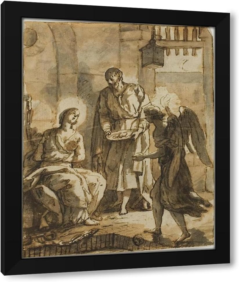 Anton Raphael Mengs 20x24 Black Modern Framed Art Print Titled: Saint Peter Visiting Saint Agatha in Prison and Healing Her Wounds