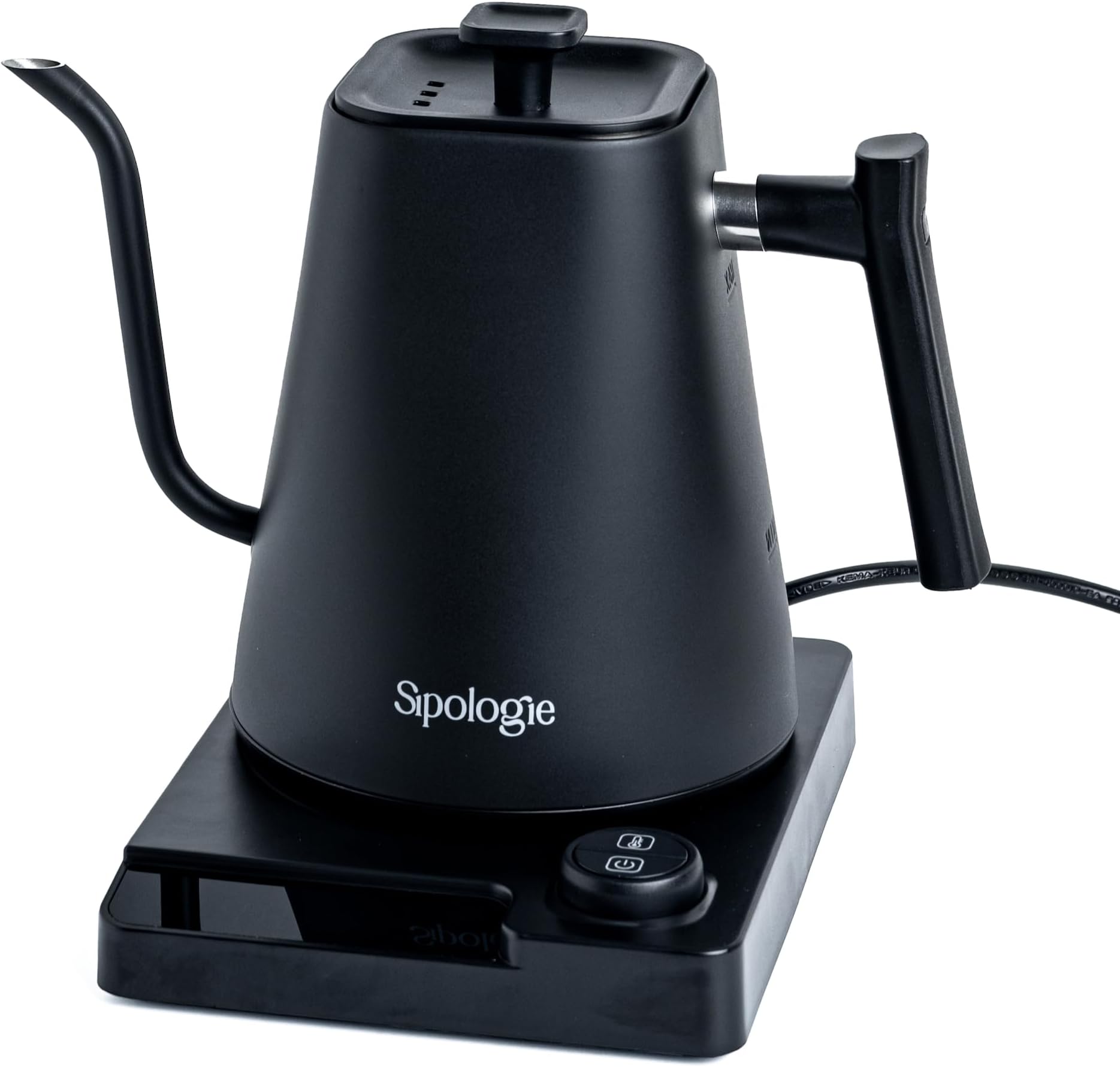 Sipologie Precision Electric Gooseneck Kettle - Fast Heating, Customizable Temperature, Keep Warm Feature, Auto Shut-Off, Stainless Steel Construction, 1200W, 1L