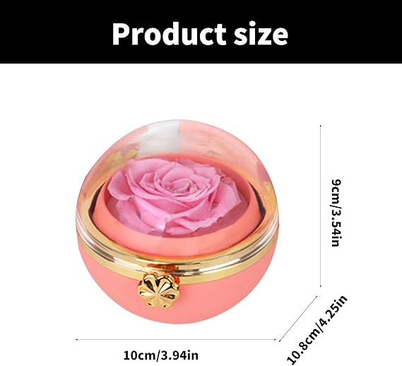 Romance Rotating Rose Jewelry Box with Eternals Flower Materials Portable for Valentines Day and Special Occasions
