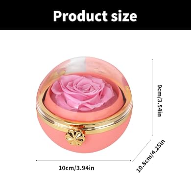 Romance Rotating Rose Jewelry Box with Eternals Flower Materials Portable for Valentines Day and Special Occasions