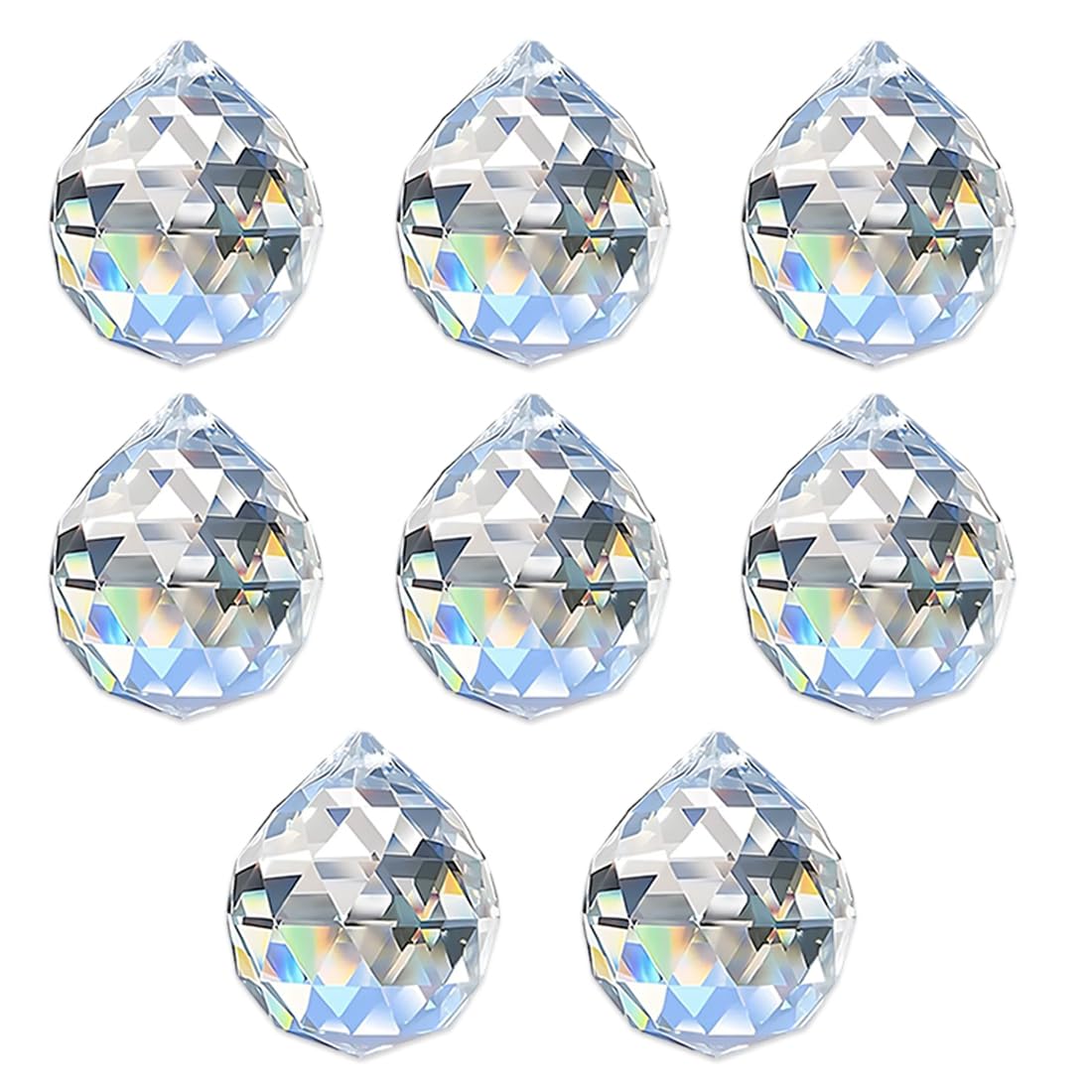 Set di 8 pezzi - Cristalli a forma di diamante da appendere, Acchiappasole in cristallo, Prisma e sfera come acchiappa-luce per lampadari, finestre, giardino e decorativi