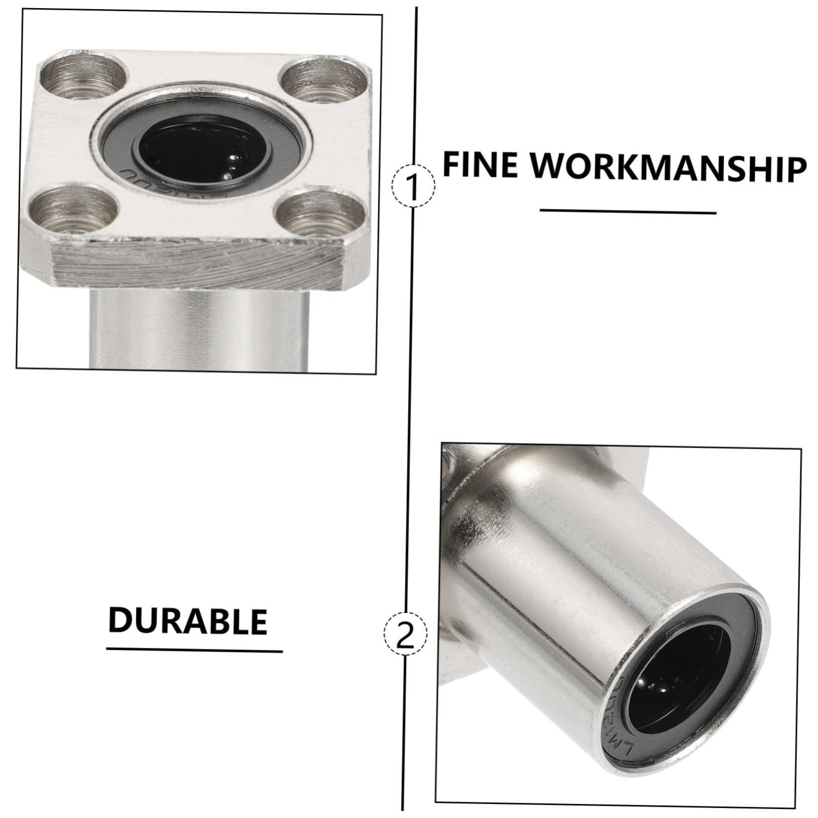 FUNOMOCYA 2pcs Linear Guide Axis Square Flange Linear Bearings Flanged Sleeve Bearings Bearing for Linear Motion Shaft Extra Long Bearings Extra Long Linear Bearings Flange Bearing Silver