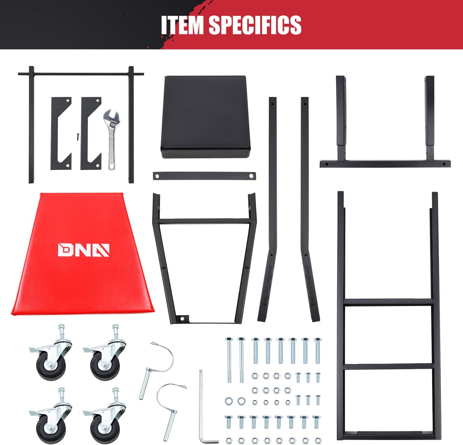 DNA MOTORING TOOLS-00190 Foldable Topside Automotive Engine Creeper, 45 to 66 Inches Adjustable Working Height,400lbs Weight Capacity