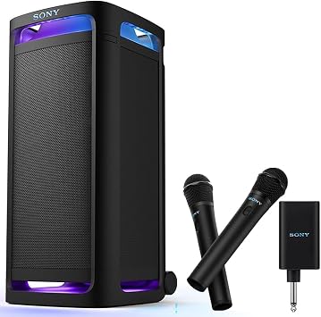 Sony SRSULT900AC ULT Power Sound Series ULT Tower 9AC Party Speaker Bluetooth Black Bundle with Sony ULT Power Sound Series ULT MIC Wireless Microphone 2 Mics, 1 Receiver