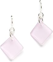 Vista 14 de Delicate Diamond Sea Glass Earrings, Beach Glass Earrings for Women by EcoSeaCo, using sustainable, recycled and repurposed material. Handmade