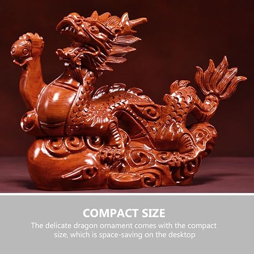 Miniatura 6 de Veemoon Estatua de madera de dragón chino Fengshui, 3.9 in, mini rojo 2024 Año del Dragón, figuras de dragón del zodiaco chino tallada a mano para
