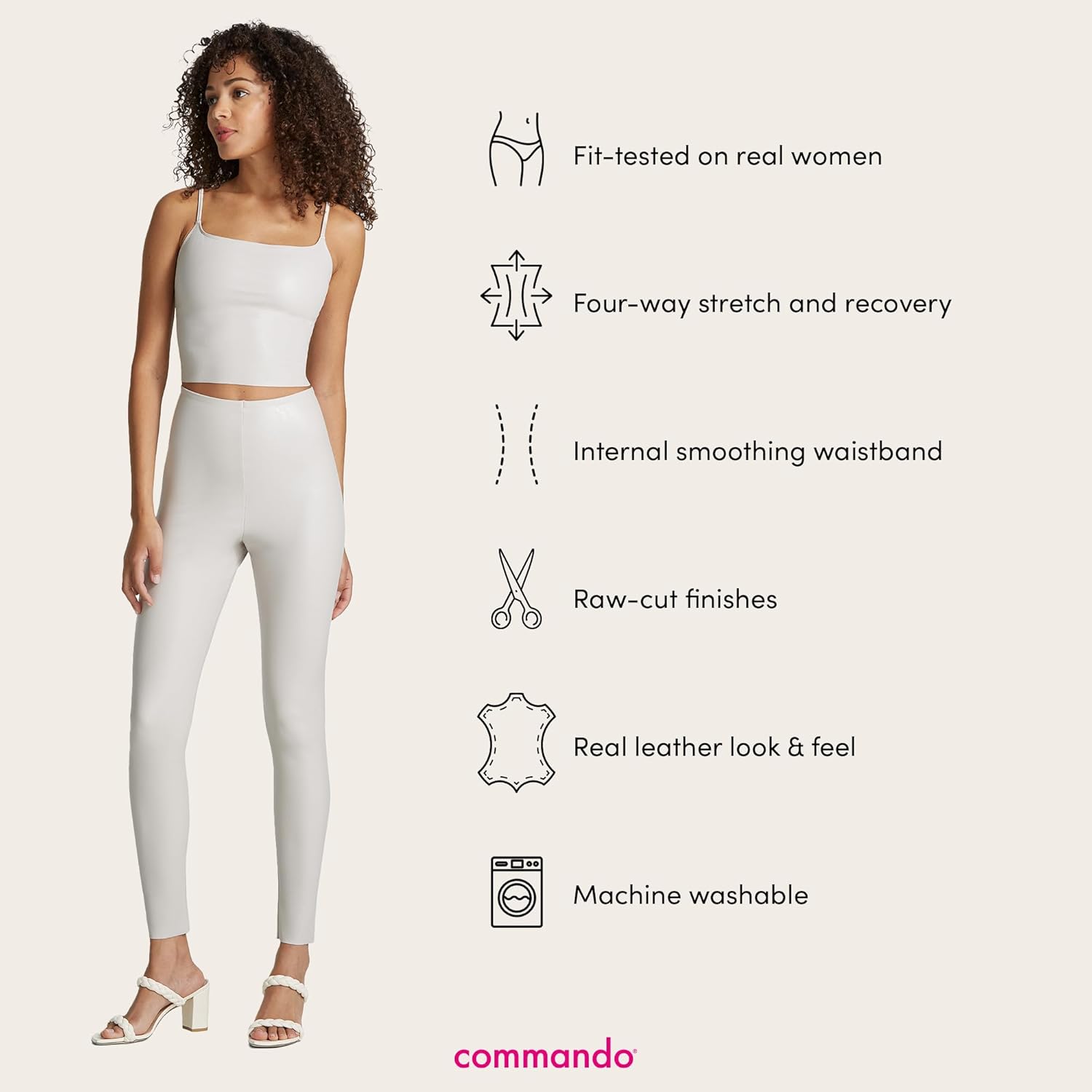commando - Faux Leather Leggings | Sculpting Yet Soft & Flexible | Raw-Cut Finish | Machine Washable, Retains Shape & Color - Image 4