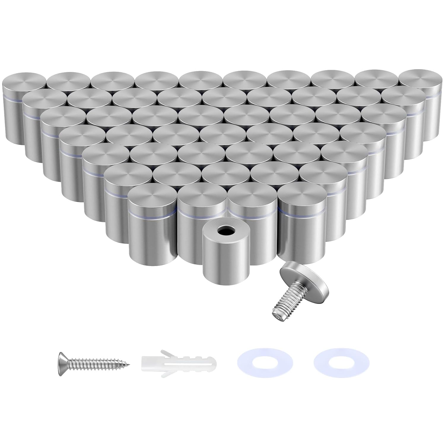 50-Pack Standoff Screws (3/4 in. Dia x 3/4 in. L), Stainless Steel Standoff Mounting Hardware Picture Mounting Hardware Picture Hanging Mounting Screws Frame Spacers for Acrylic Signs, Silver