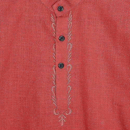 Image of Baby Boys Ethnic Wear Cotton Kurta Pyjama Set with Embroidery