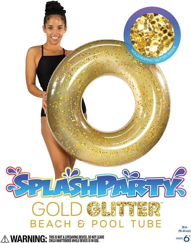 SplashParty 36" Beach & Pool Tube with Gold Glitter