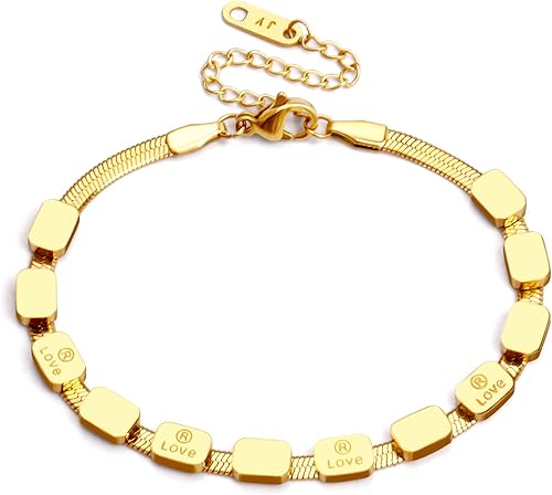 Pulsera delicada de oro para mujer, chapada en oro de 18 quilates, pulsera de cadena de serpiente en espiga para mujer, Acero inoxidable chapado en